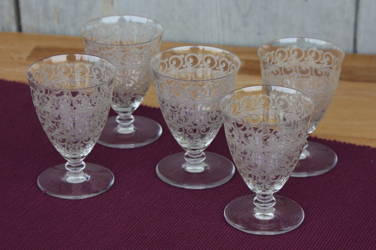 Set Of 5 Wine Glasses No. 3 In Baccarat Crystal, Chateaubriant Model