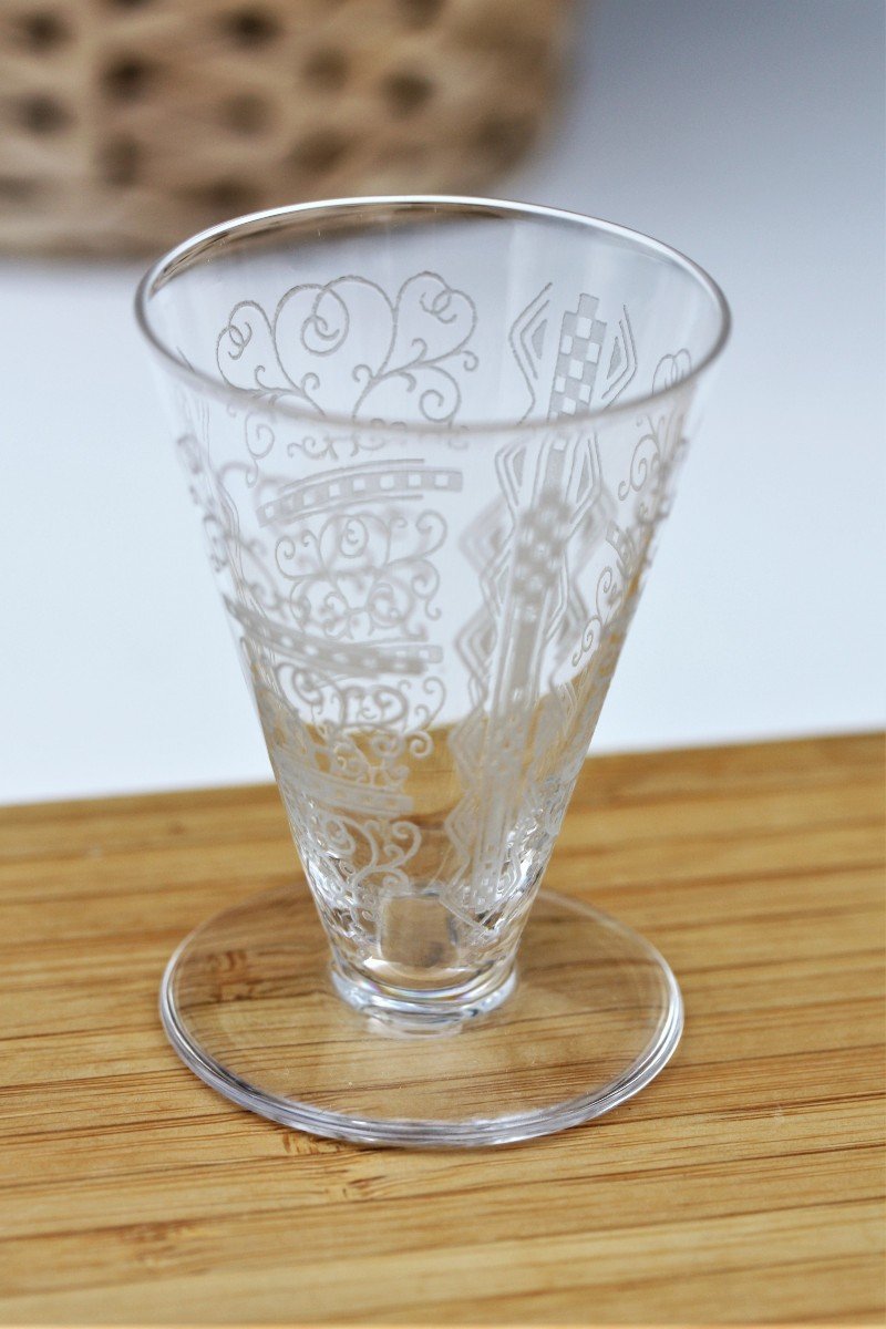 Set Of 4 Burgundy Wine Glasses In Baccarat Crystal, Lido Model-photo-4