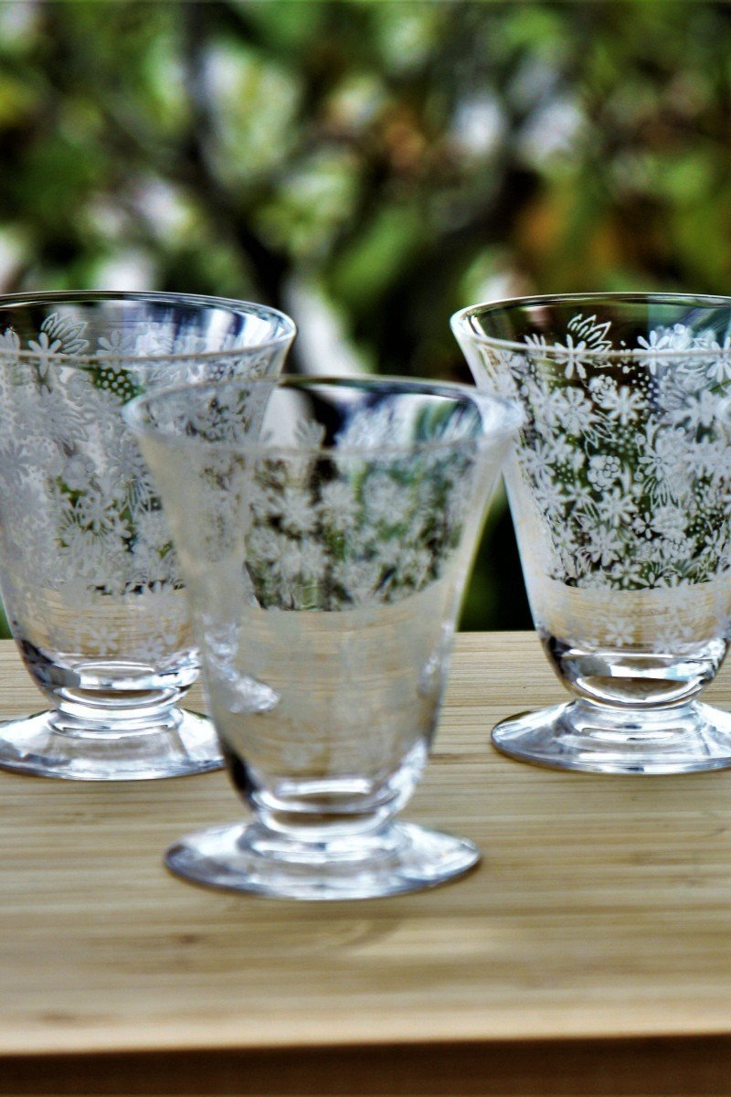 Set Of 3 Aperitif Glasses In Baccarat Crystal, Elisabeth Model-photo-3