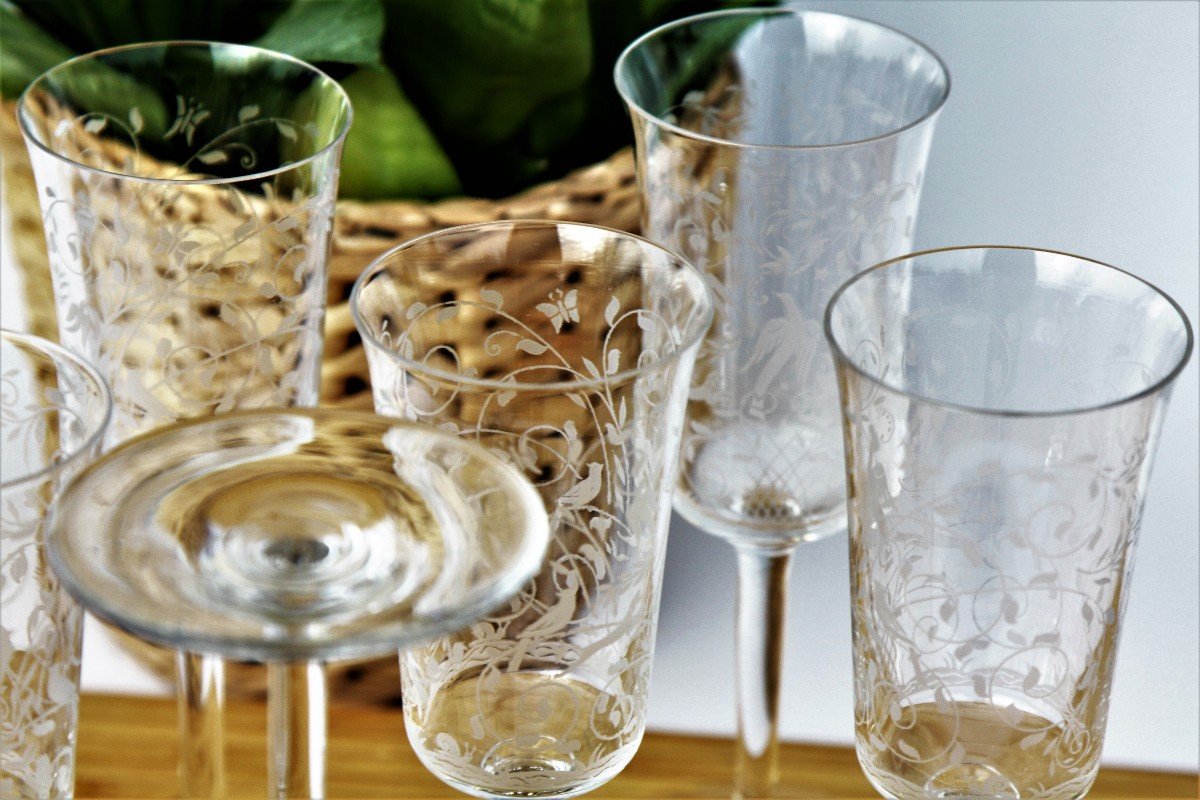 Set Of 6  Wine Glasses In Baccarat Crystal, Leillah Model-photo-4