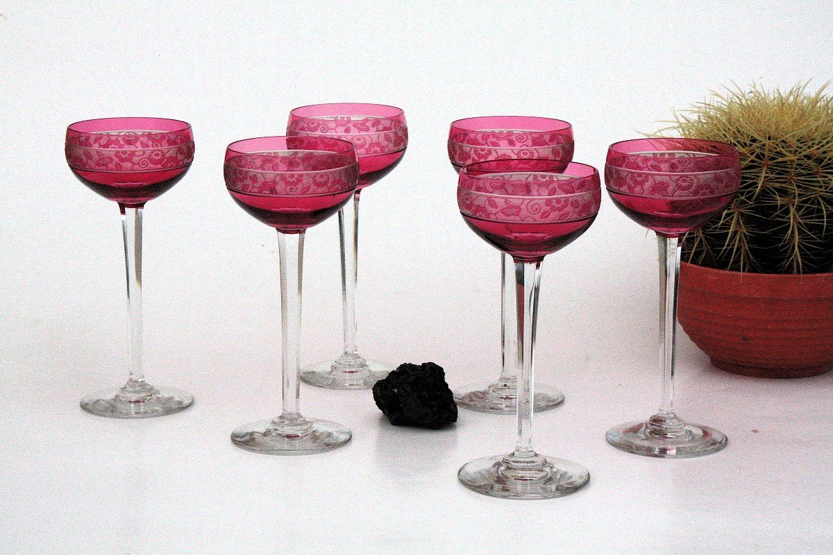 Set Of 6 Roemer Glasses From Cristallerie De Nancy