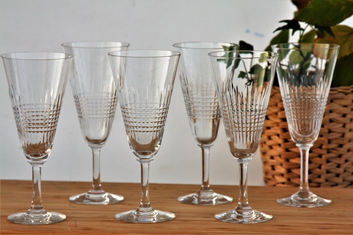 Set De 6 Flûtes à Cocktail En Cristal De Baccarat Modèle Nancy