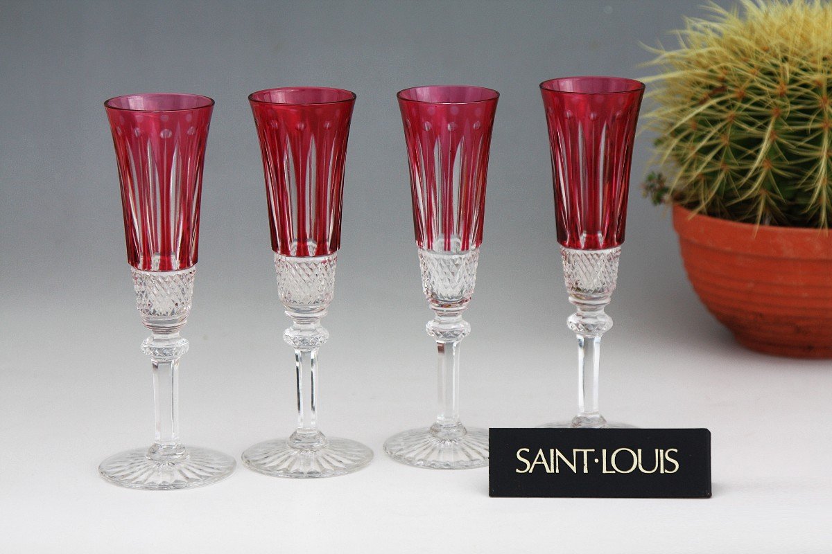 Set de 4 flûtes à Champagne En Cristal De Saint Louis, Modèle Tommy