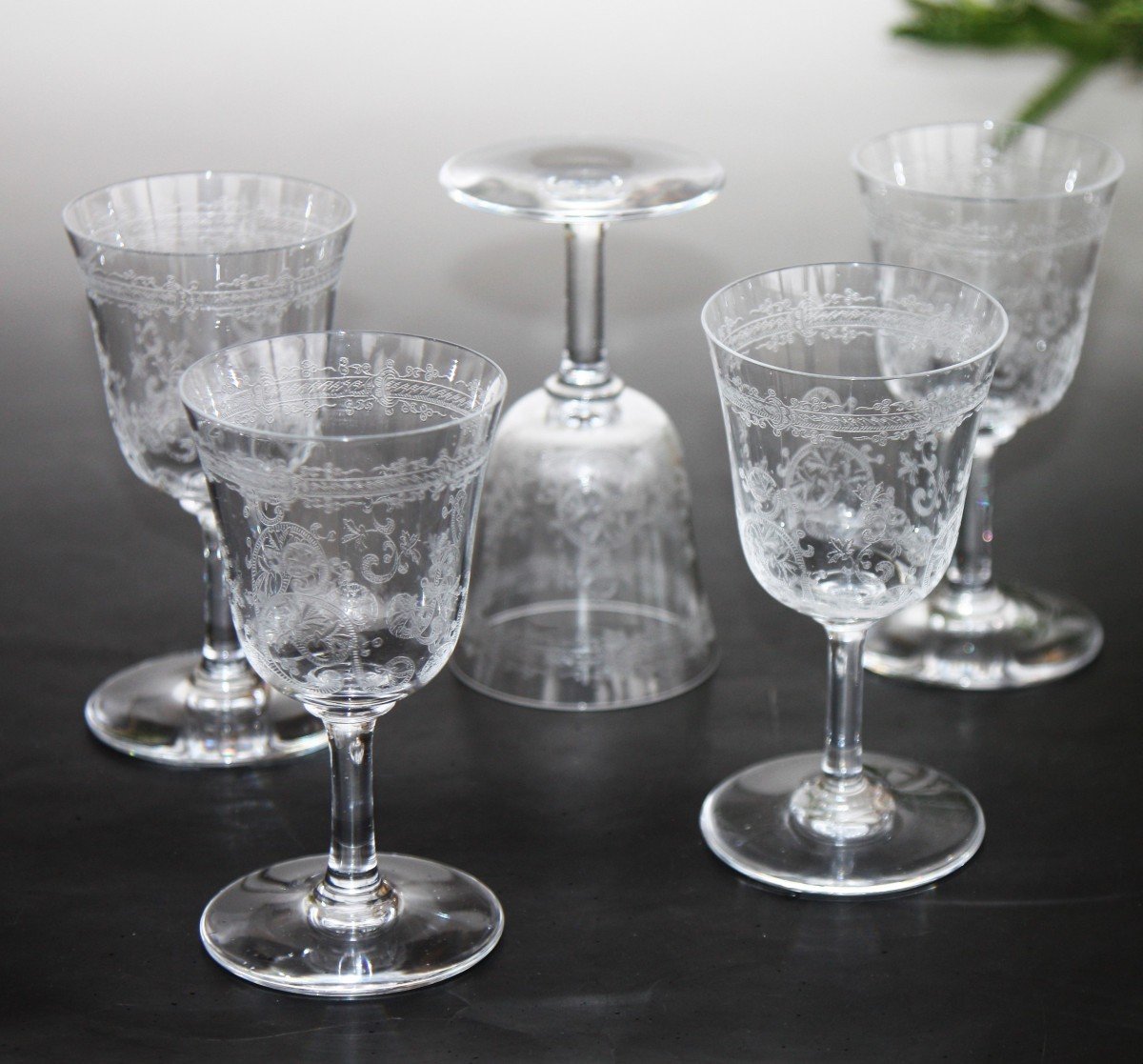 Set Of 5 Bordeaux Wine Glasses In Baccarat Crystal, Lafayette Model-photo-1