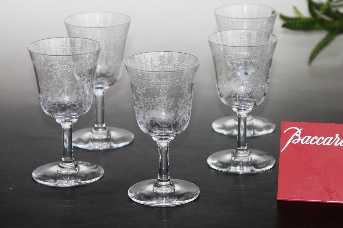 Set Of 5 Bordeaux Wine Glasses In Baccarat Crystal, Lafayette Model