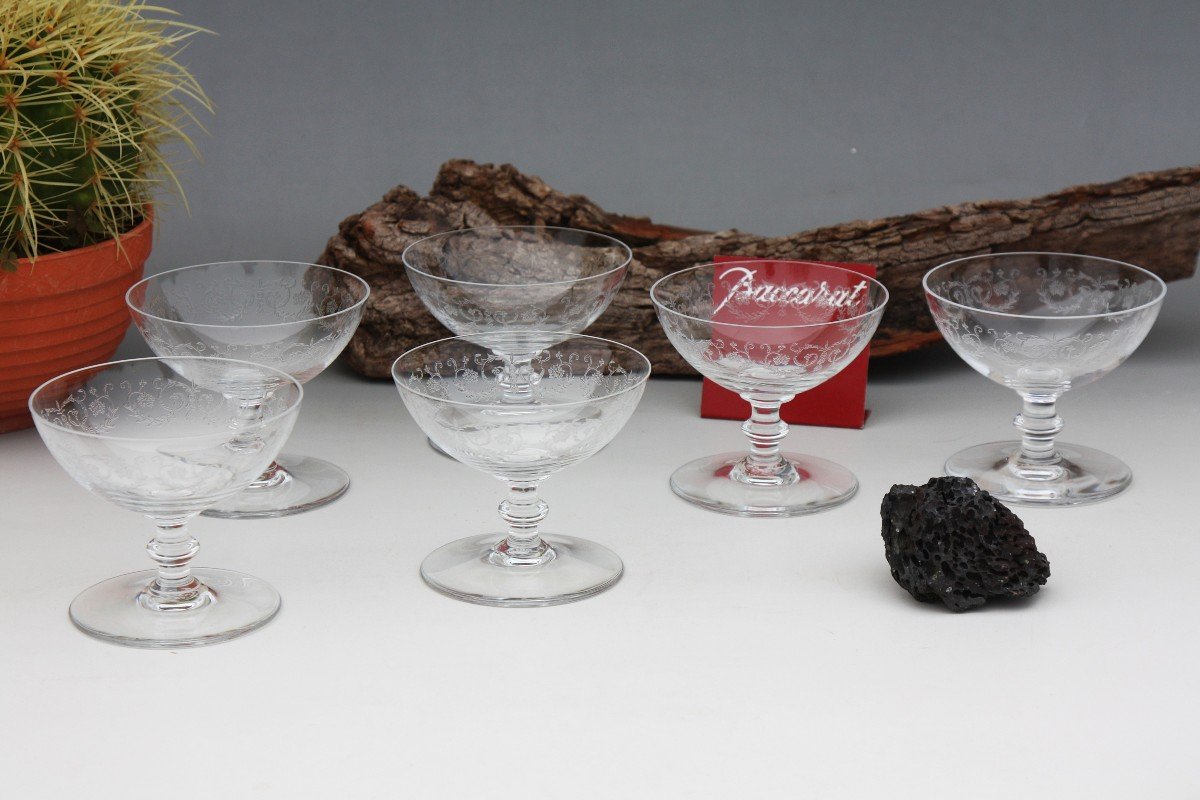 Set De 6 Coupes à Champagne En Cristal De Baccarat, Modèle Camilla