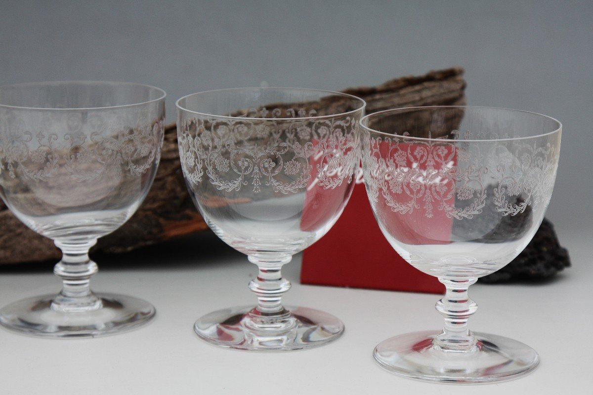 Set Of 6 Baccarat Crystal Burgundy Wine Glasses, Camilla Model-photo-2