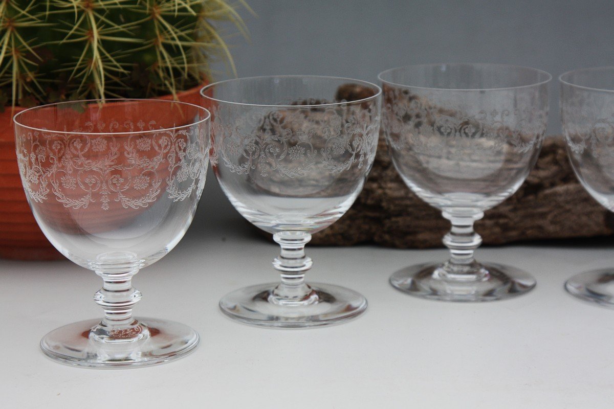 Set Of 6 Baccarat Crystal Burgundy Wine Glasses, Camilla Model-photo-1