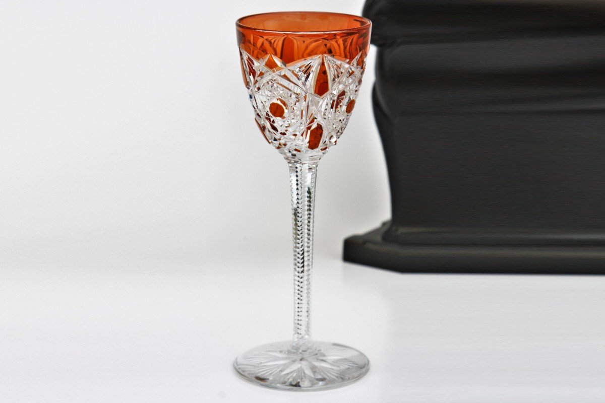 Verre à Vin Du Rhin En Cristal De Baccarat, Modèle Lagny, Orange