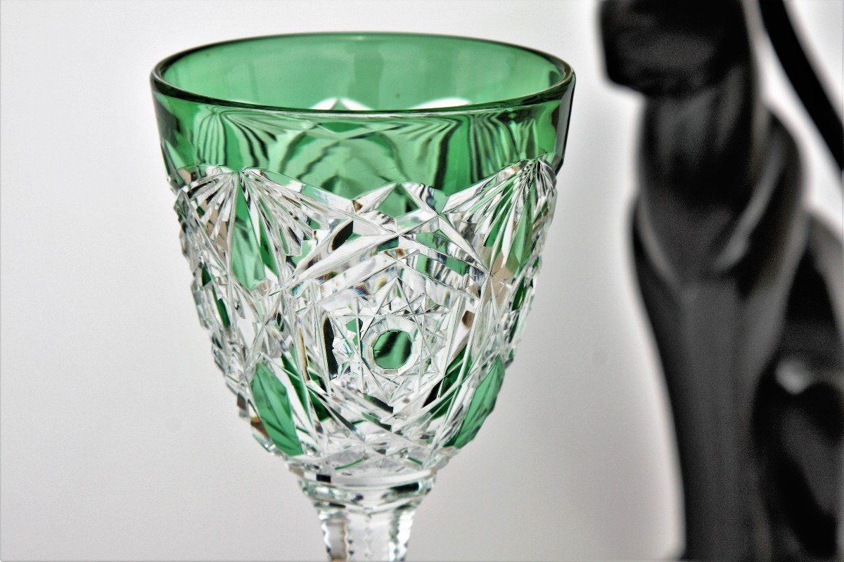 Verre à Vin Du Rhin En Cristal De Baccarat, Modèle Lagny, Vert-photo-2