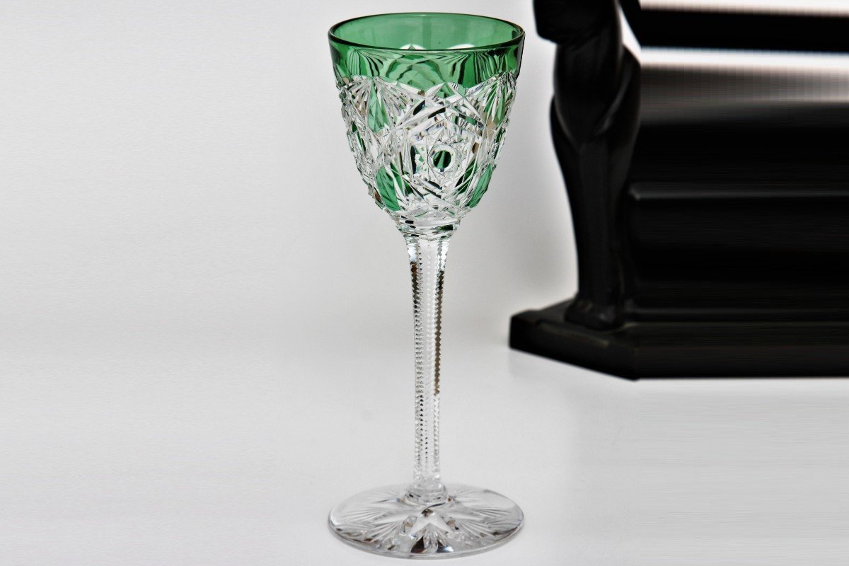 Verre à Vin Du Rhin En Cristal De Baccarat, Modèle Lagny, Vert