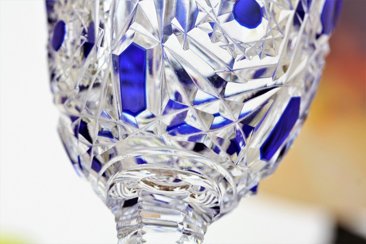 Verre à Vin Du Rhin Ou Roemer En Cristal De Baccarat, Modèle Lagny Bleu-photo-1