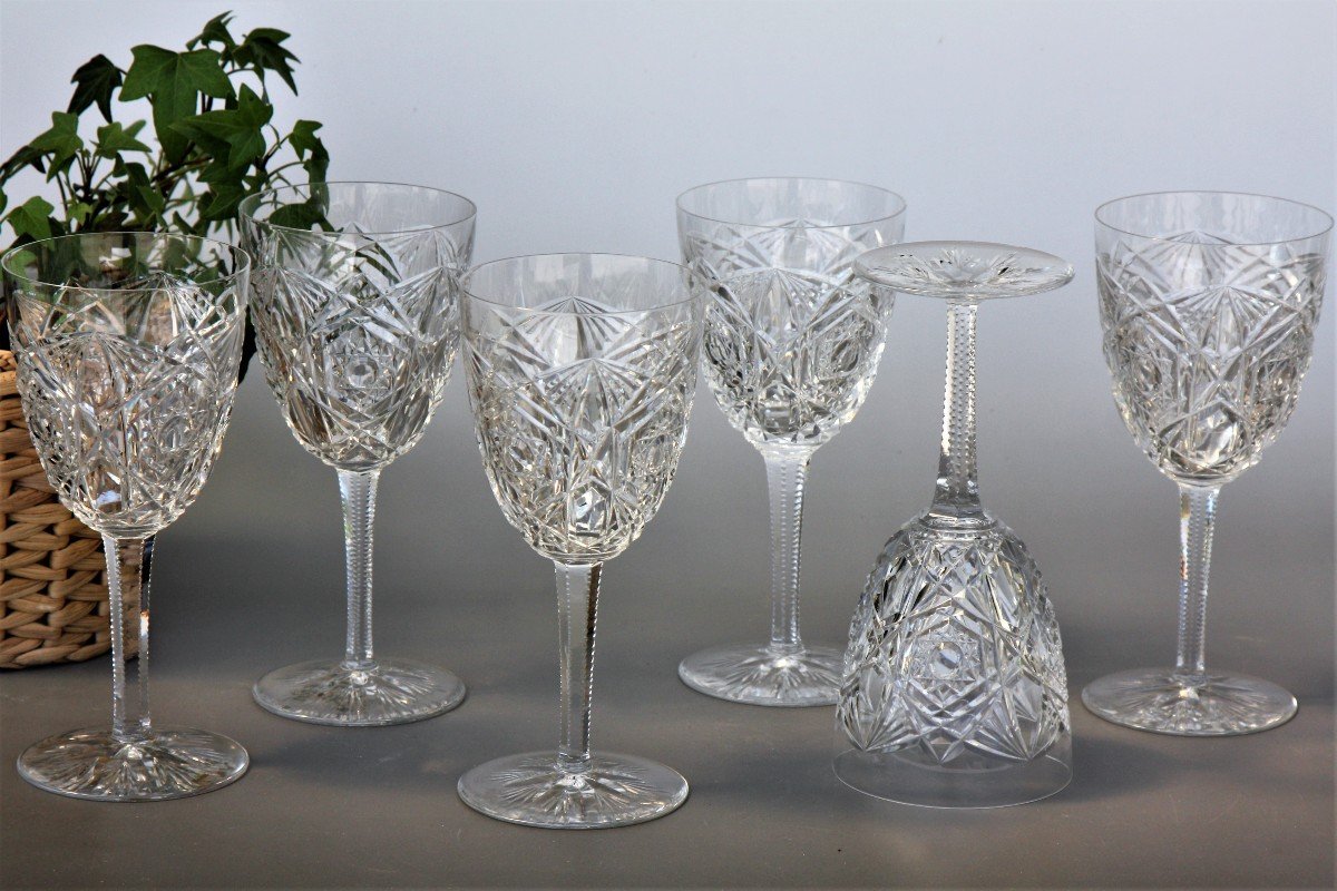 Set De 6 Verres à Eau En Cristal De Baccarat, Modèle Lagny