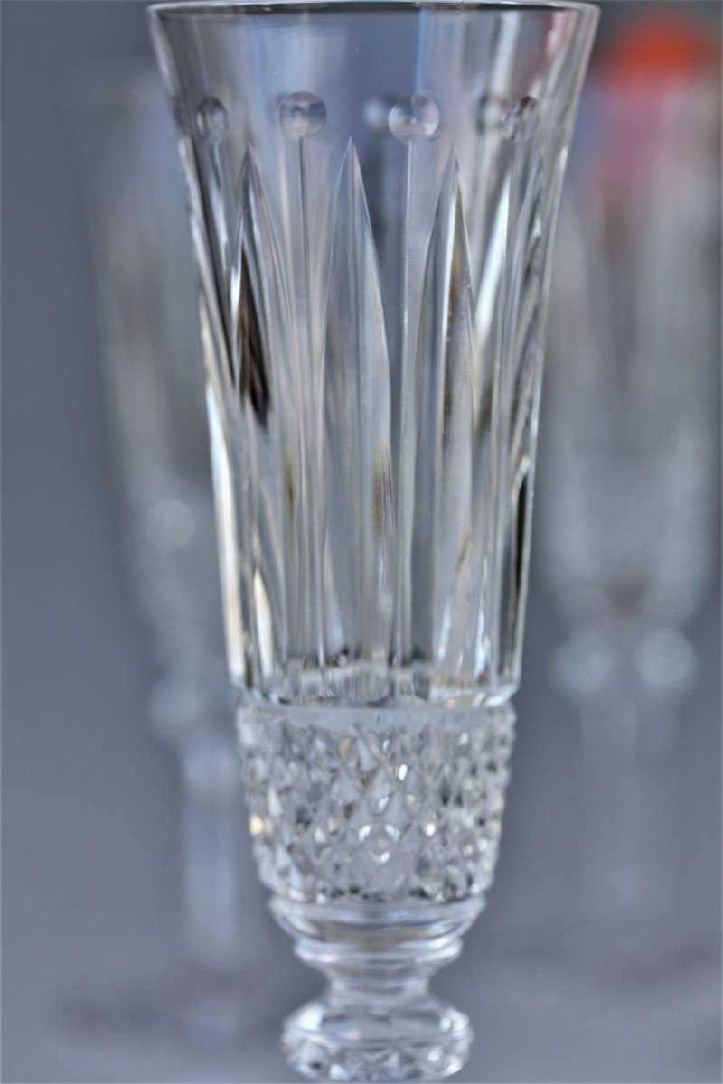 Set Of 6 Saint Louis Crystal Champagne Flutes, Tommy Model-photo-2