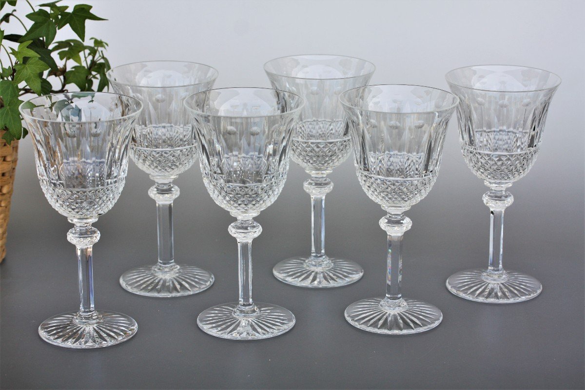 Set De 6 Verres à Vin De Bourgogne N°3 En Cristal De Saint Louis, Modèle Tommy