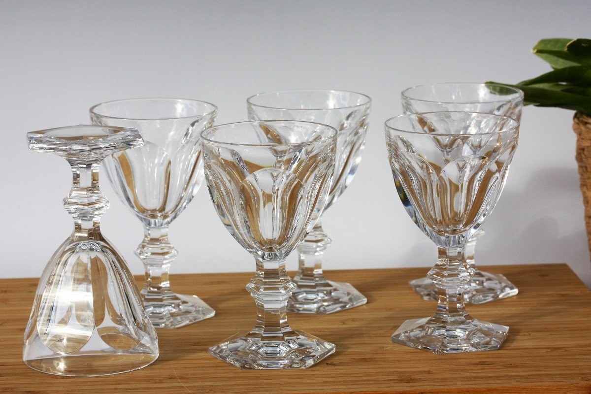 Set Of 6 Burgundy Wine Glasses In Baccarat Crystal, Harcourt Model