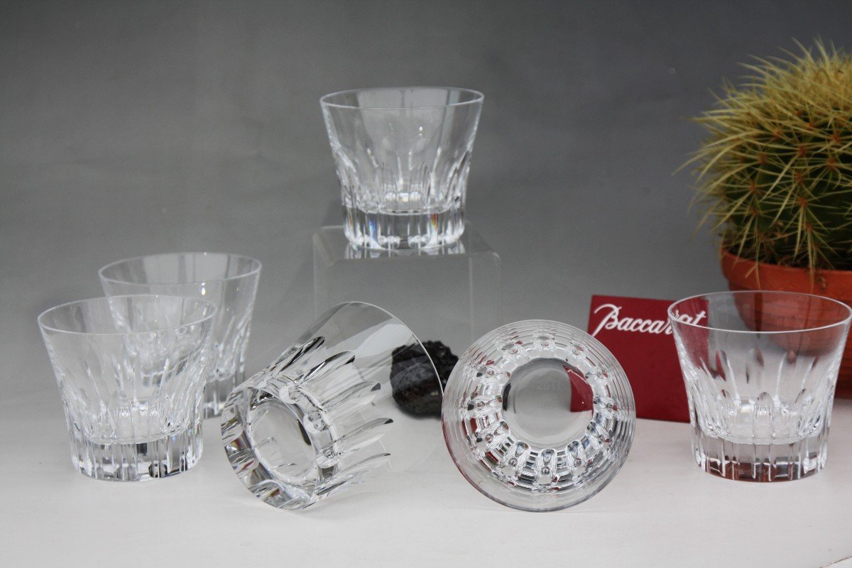 Set Of 6 Whiskey Glasses Baccarat Crystal, Etna Model-photo-2