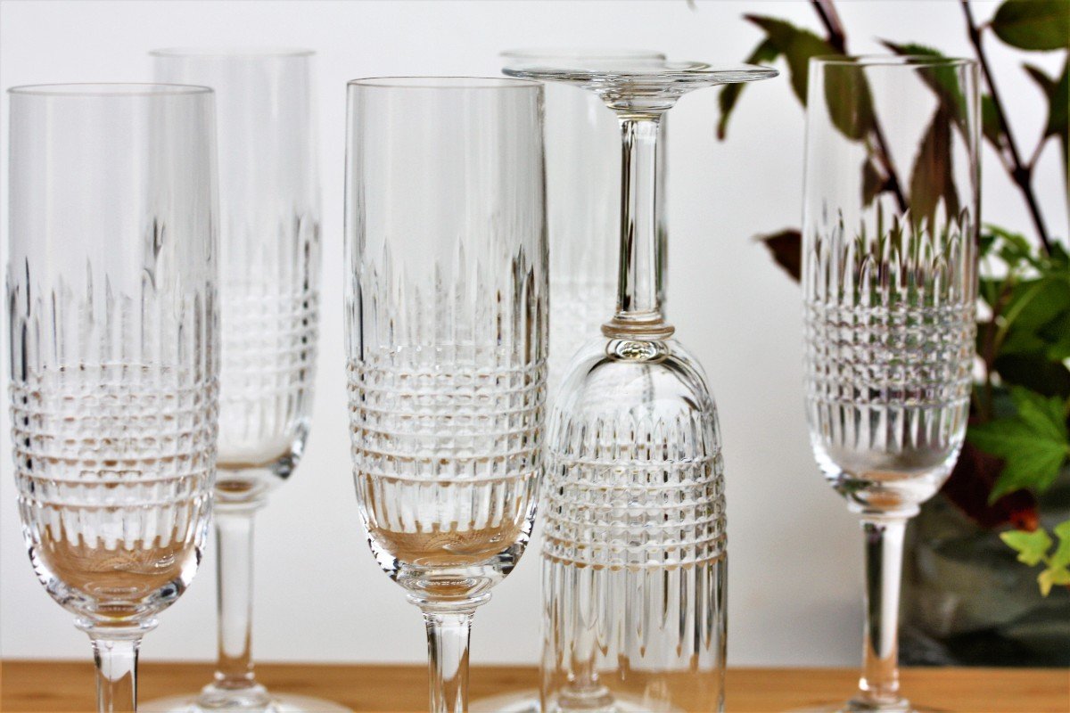 Set De 5 Flûtes à Champagne En Cristal De Baccarat Modèle Nancy-photo-1