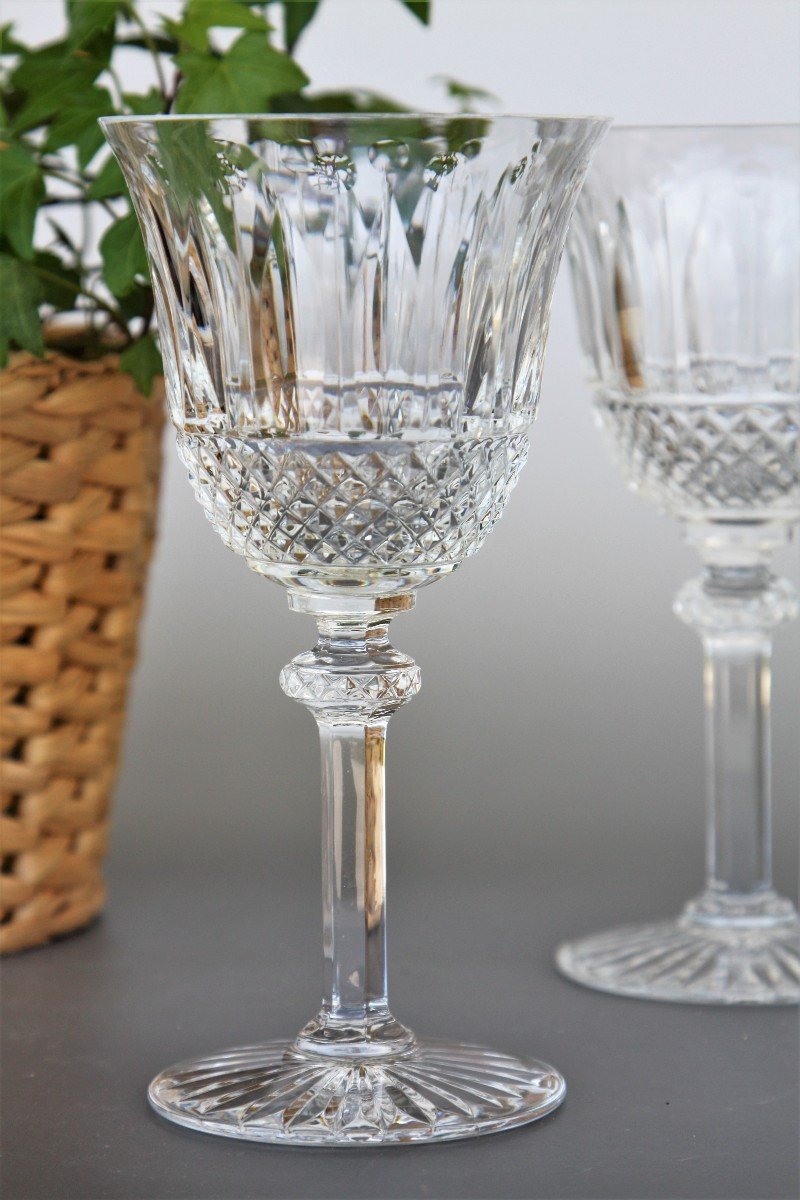 Set Of 5 Burgundy Wine Glasses In Saint Louis Crystal Tommy Model-photo-2