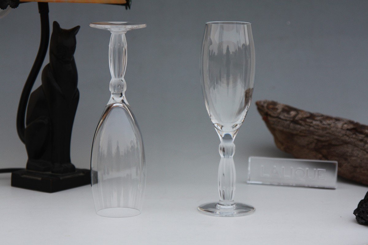 Set De 2 Flûtes à Champagne En Cristal De Lalique Modèle Louqsor-photo-3