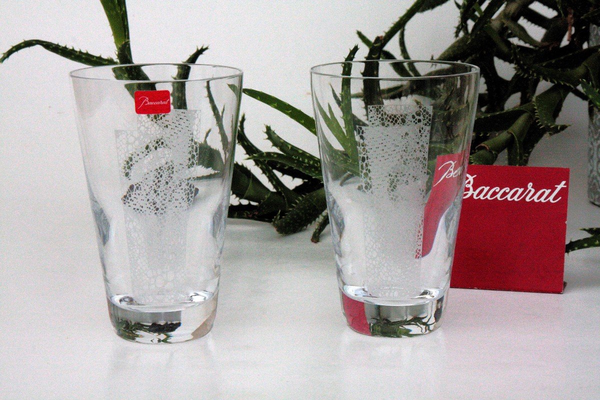 Set Of 2 Baccarat Crystal Water Glasses, Dionysos Model