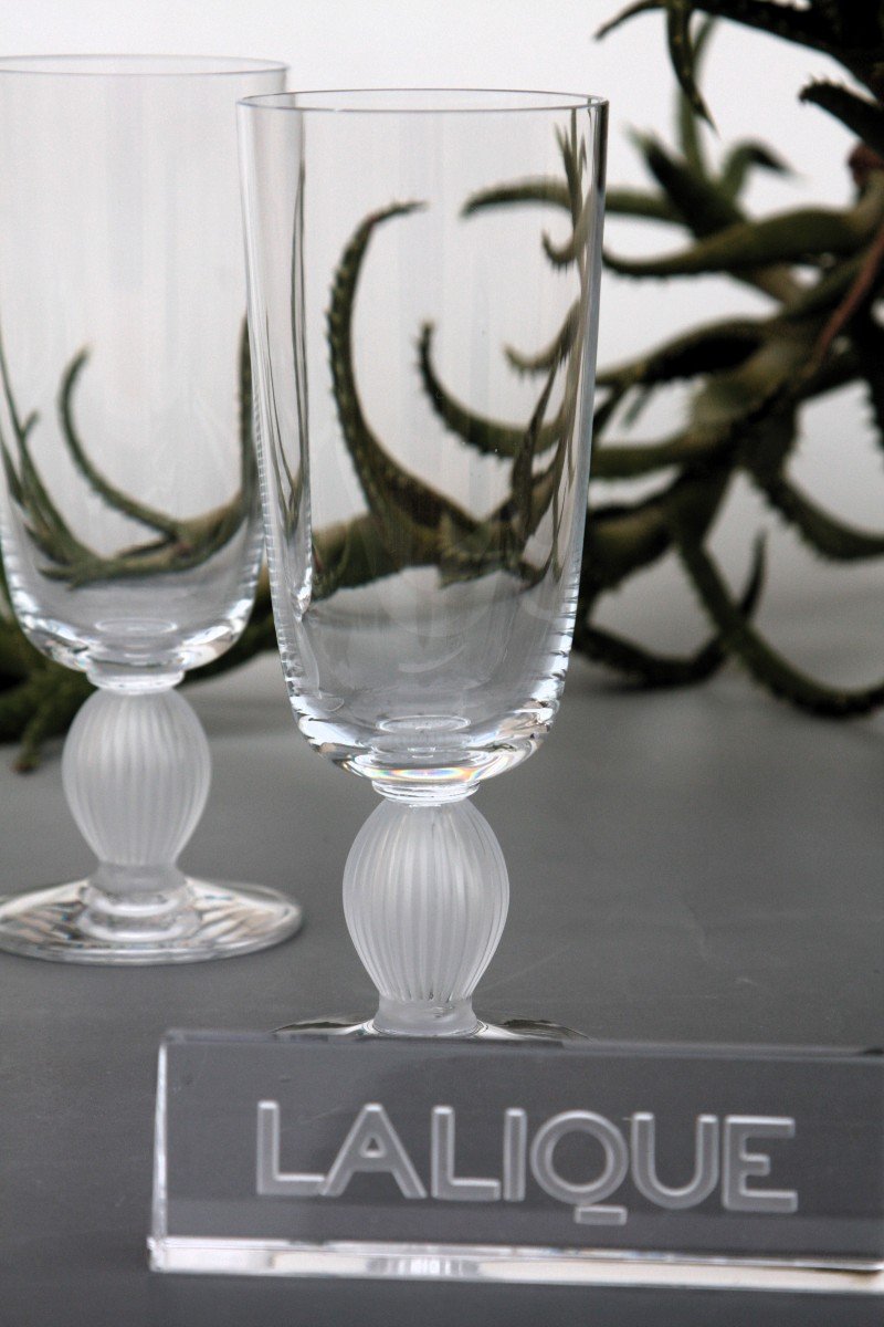 Set De 2 Flûtes à Champagne En Cristal De Lalique Modèle Langeais-photo-2