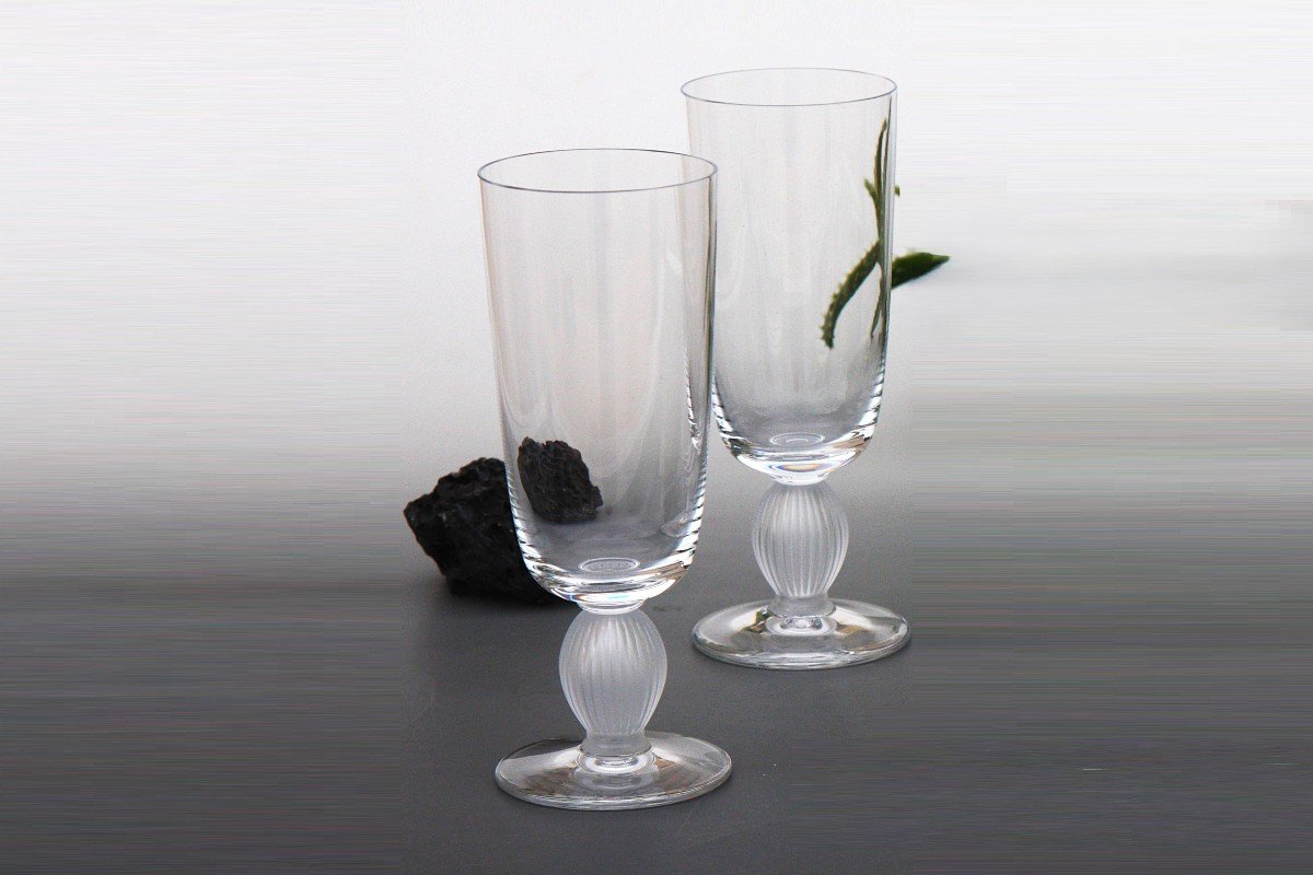 Set De 2 Flûtes à Champagne En Cristal De Lalique Modèle Langeais