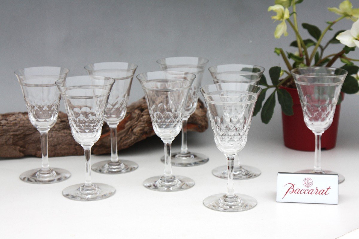 Set De 8 Verres à Vin N°3 En Cristal De Baccarat Modèle Bizerte