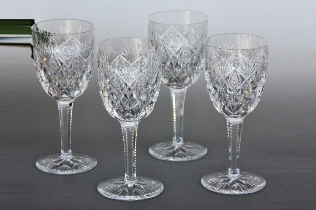 Set Of 4 Water Glasses In Saint Louis Crystal, Florence Model