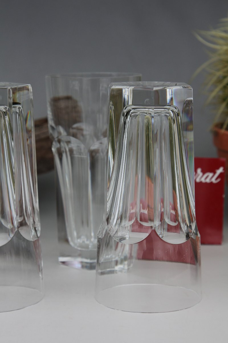 Set Of 6 Baccarat Crystal Long Drink Glasses, Harcourt Model-photo-4