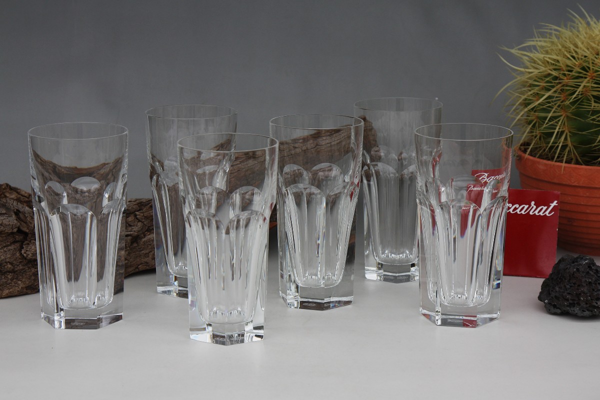 Set Of 6 Baccarat Crystal Long Drink Glasses, Harcourt Model