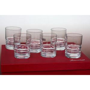 Box Of 6 Baccarat Crystal Whiskey Glasses, Model Lalande