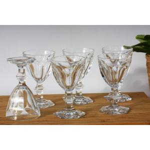 Set De 6 Verres à Vin N°3 En Cristal De Baccarat Modèle Harcourt