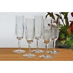 Set De 5 Flûtes à Champagne En Cristal De Baccarat Modèle Nancy