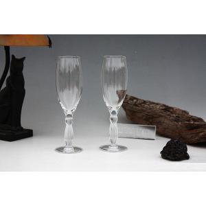 Set De 2 Flûtes à Champagne En Cristal De Lalique Modèle Louqsor