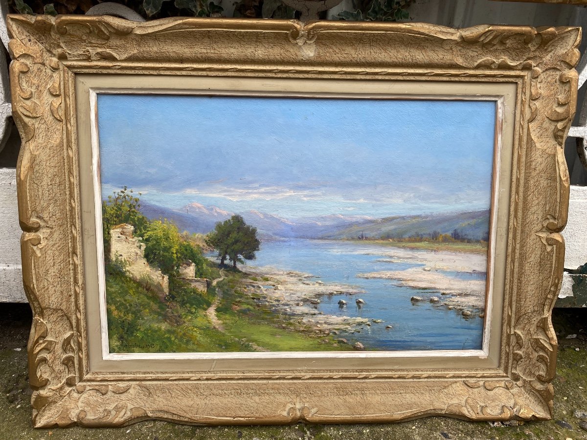 Pair Of Paintings, Landscapes Signed Jules François Achille Ambroise 1913-photo-3