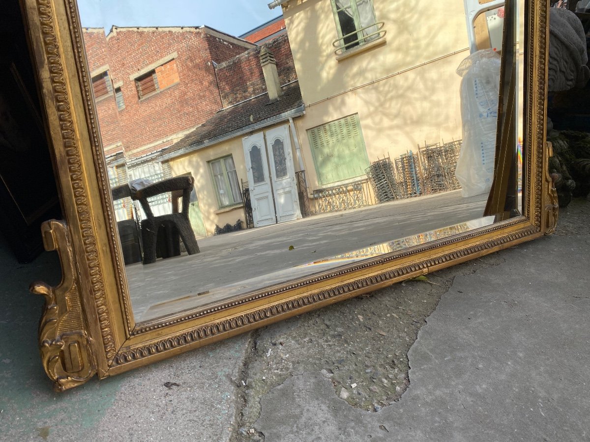 Large 19th Century Golden Mirror, Louis XVI Style With Flower Garlands-photo-5