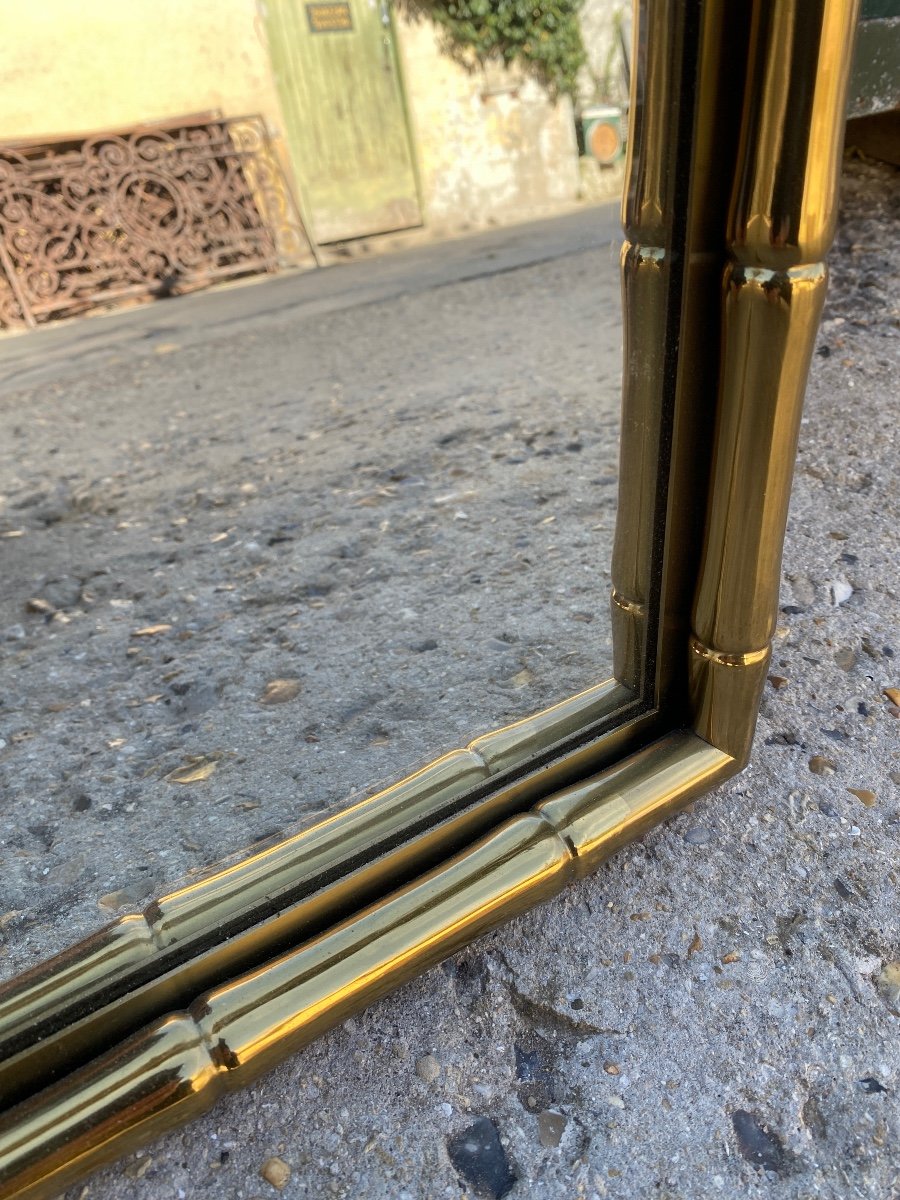 Rectangular Mirror In Golden Brass Bamboo Style In The Baguès Taste-photo-3