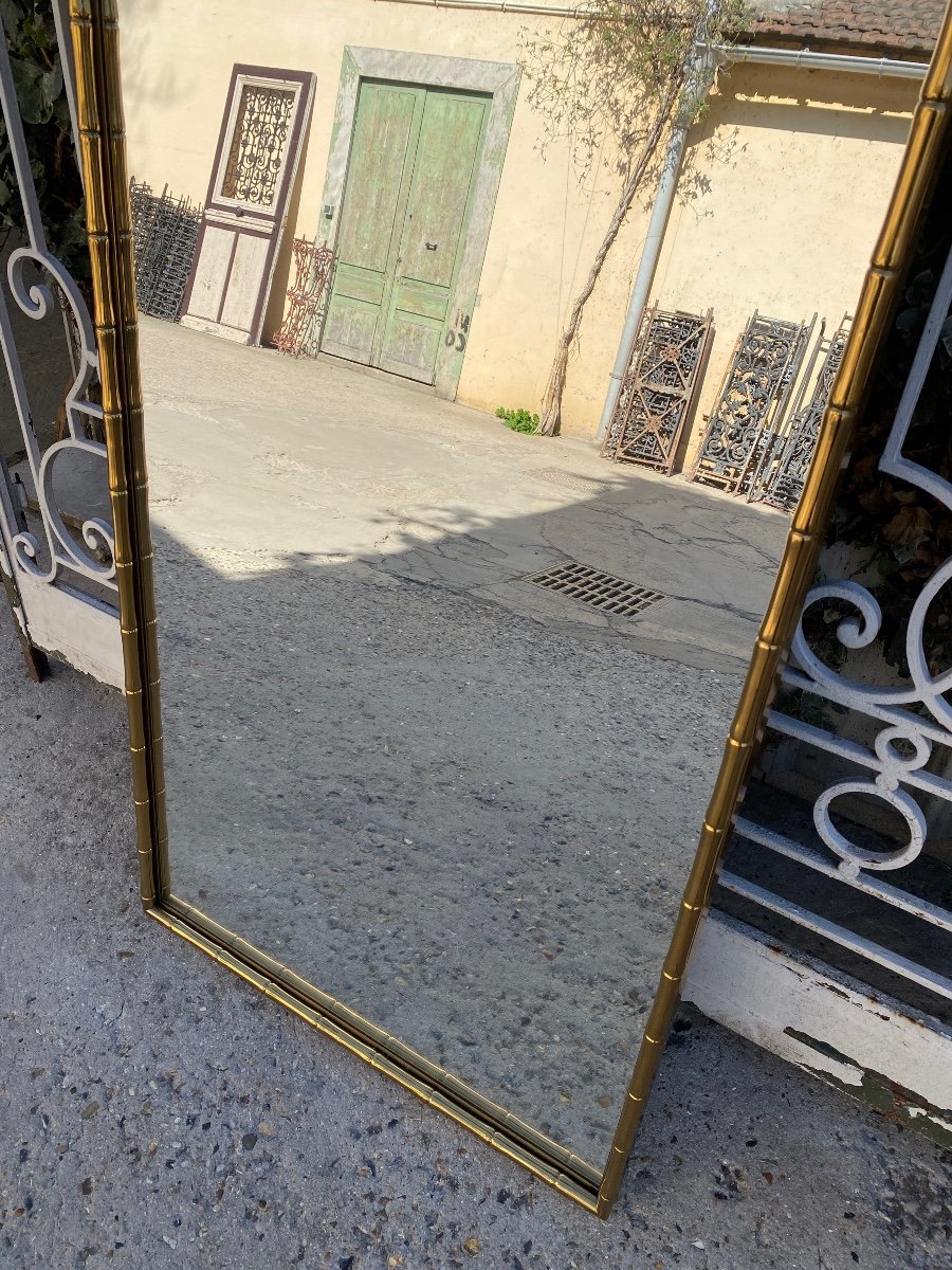 Rectangular Mirror In Golden Brass Bamboo Style In The Baguès Taste-photo-3