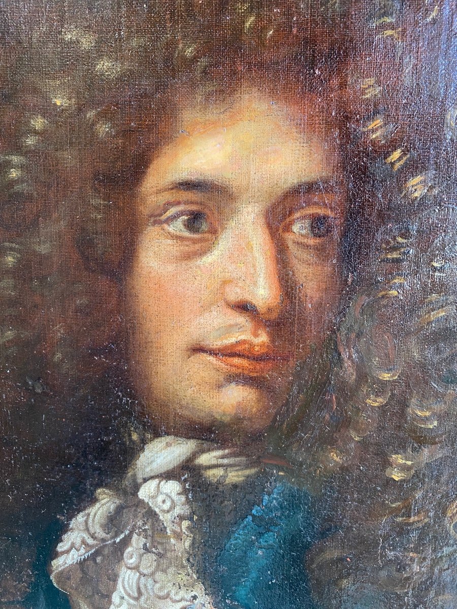 Portrait Of A Man With A Wig, Louis XIV Period, Lace-photo-2