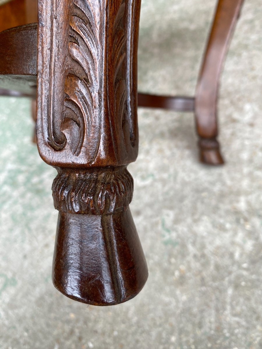 Louis XV / Regency Style Stool In Carved Walnut 19th Century-photo-4