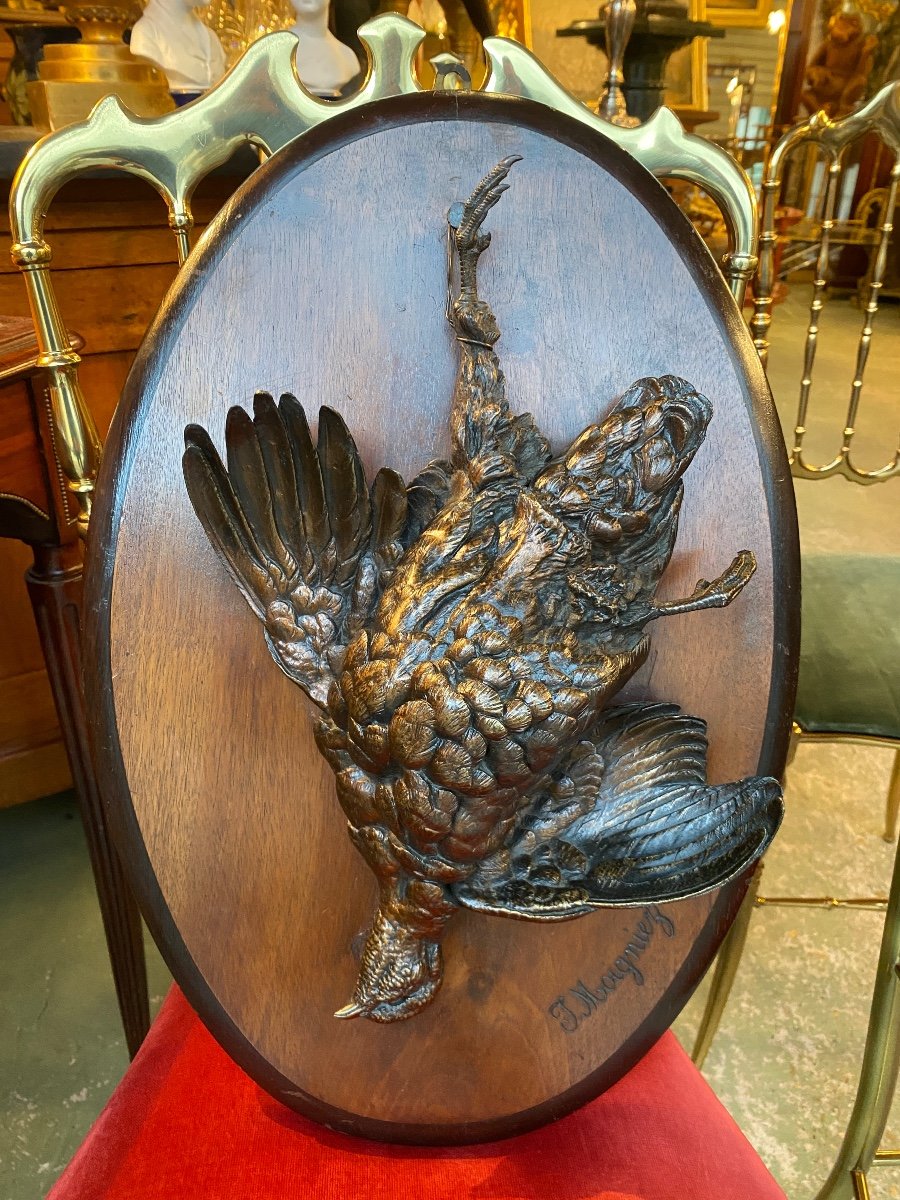 Pair Of 19th Century Bronze Hunting Trophies Signed Jules Moigniez (1835-1894) Woodcock, Game-photo-3