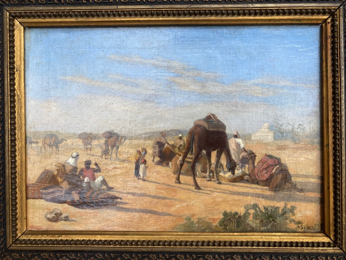 Oil On 19th Century Orientalist Canvas Signed August Carl Libert Lentz (1827-1898)-photo-4