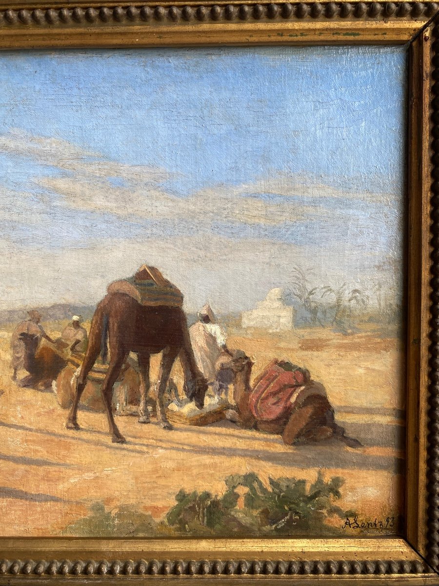 Oil On 19th Century Orientalist Canvas Signed August Carl Libert Lentz (1827-1898)-photo-2