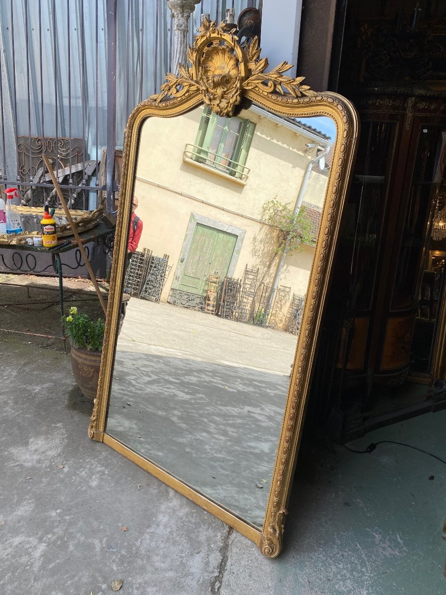 Large Louis XV Style Fronton Mirror, Napoleon III Period -photo-3