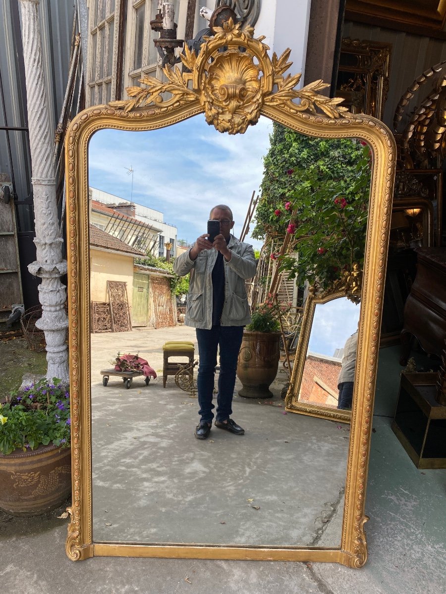 Large Louis XV Style Fronton Mirror, Napoleon III Period -photo-4