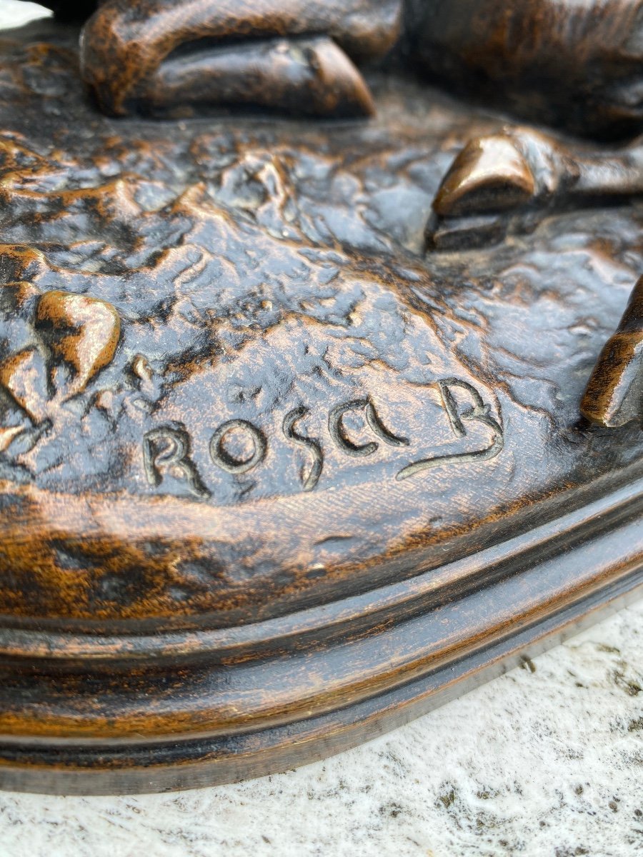 Rosa Bonheur (1822-1899) Reclining Bull In Bronze With Nuanced Brown Patina -photo-6