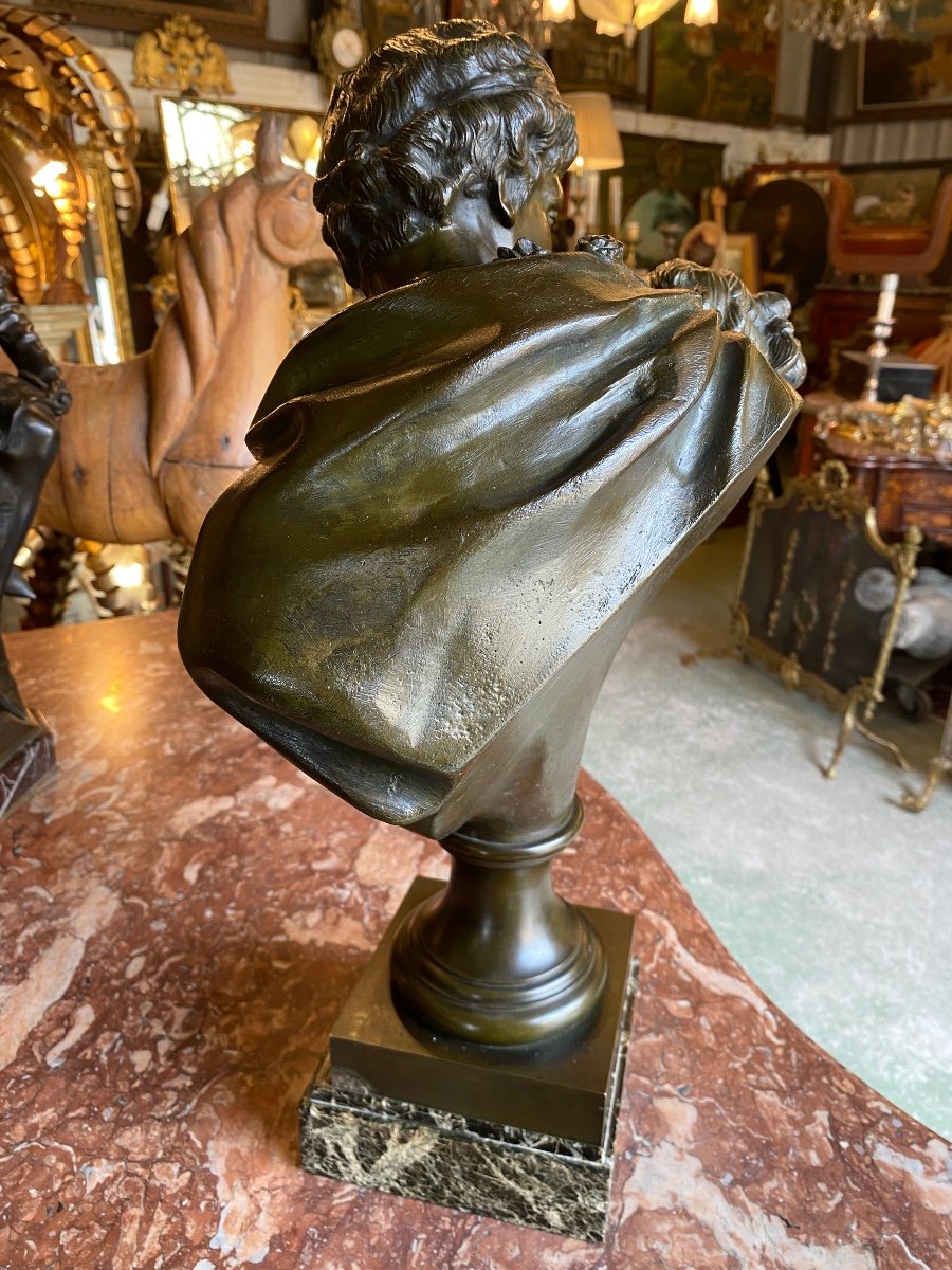 19th Century Bronze Subject Representing "the Kiss" After Jean Antoine Houdon (1741-1828)-photo-3