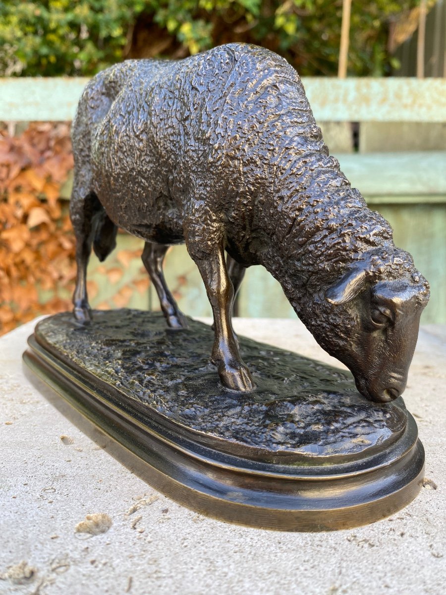 19th Century Bronze Grazing Sheep Signed Rosa Bonheur -photo-3