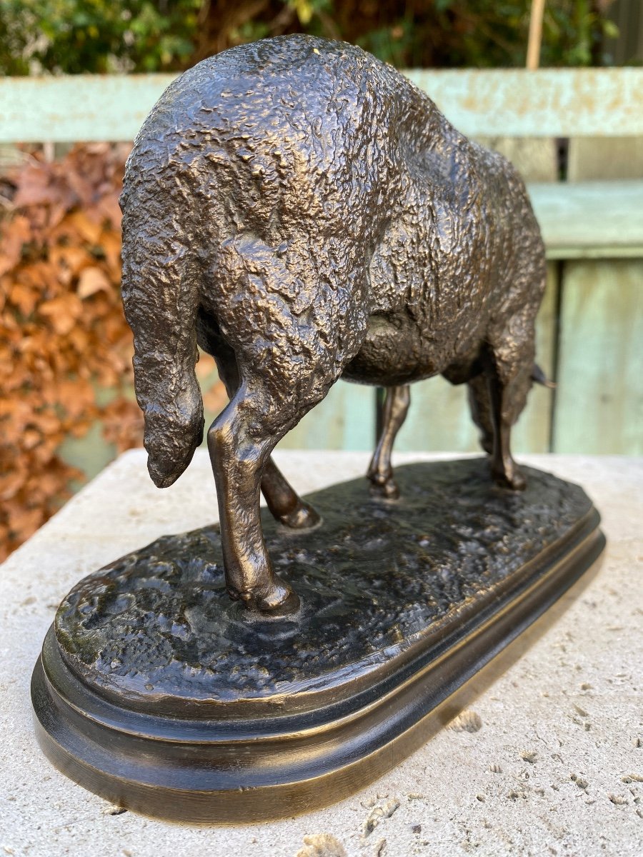 19th Century Bronze Grazing Sheep Signed Rosa Bonheur -photo-2